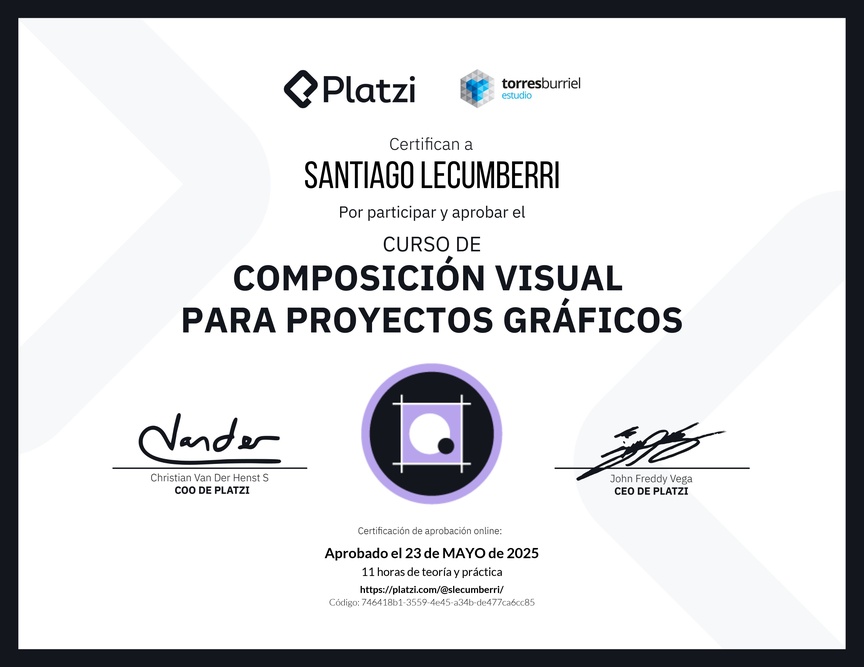 Diploma del Curso de Composición Visual para Proyectos Gráficos