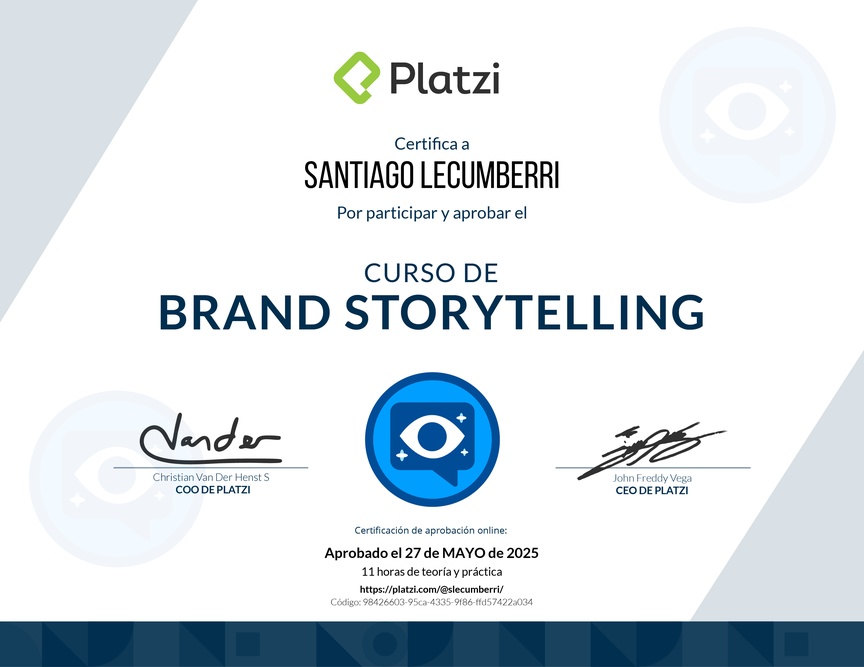 Diploma del Curso de Brand Storytelling