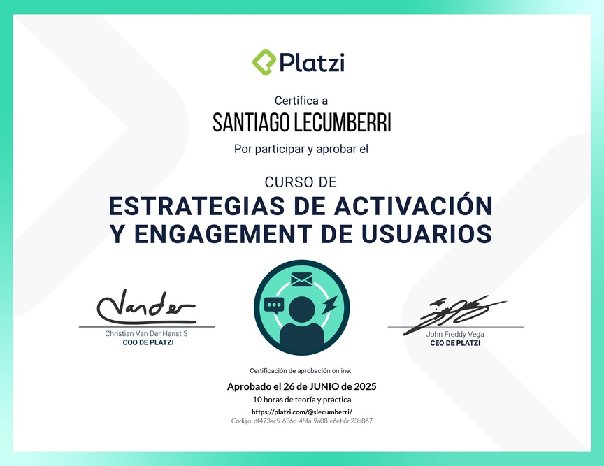 Diploma del Curso de Estrategias de Activación y Engagement de Usuarios