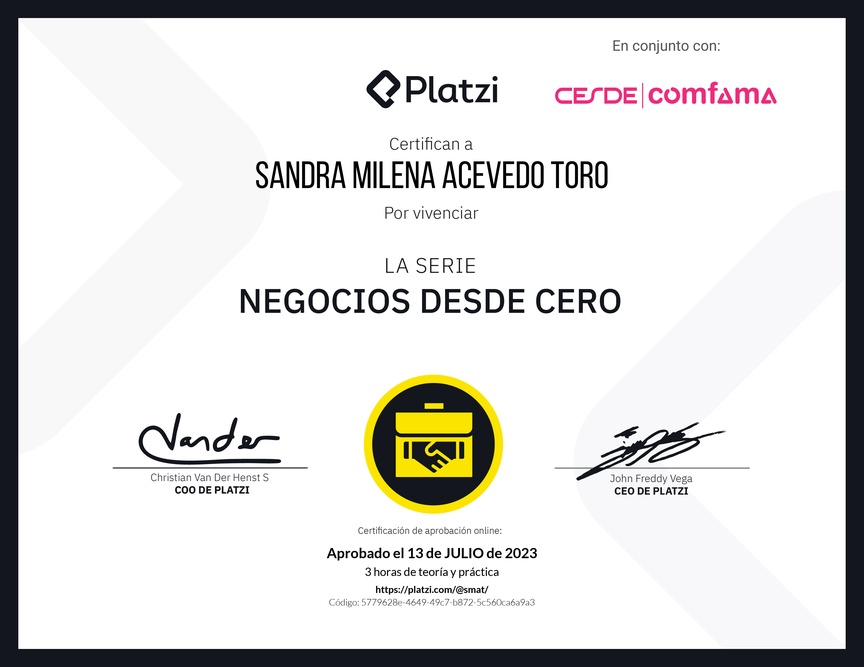 Diploma del Curso de historias de éxito empresarial