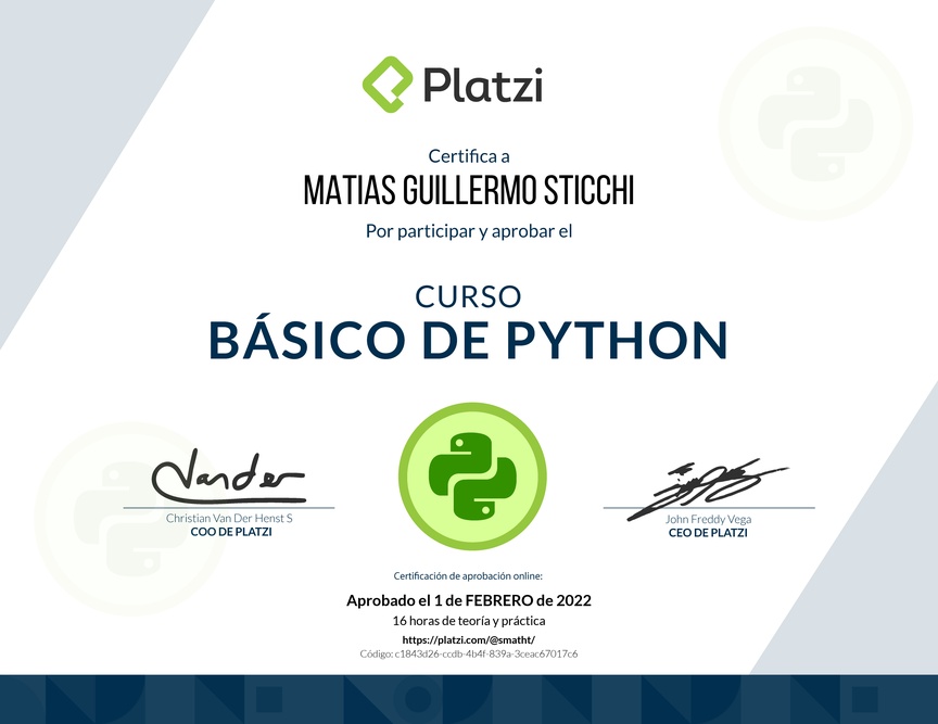 Diploma del Curso Básico de Python