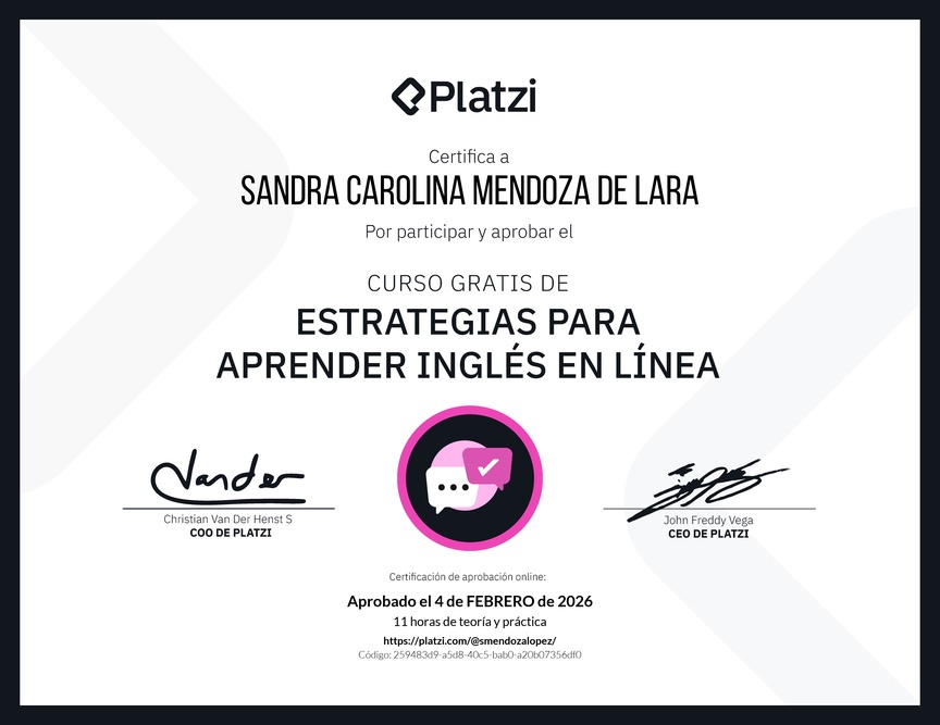 Diploma del Curso Gratis de Estrategias para Aprender Inglés en Línea