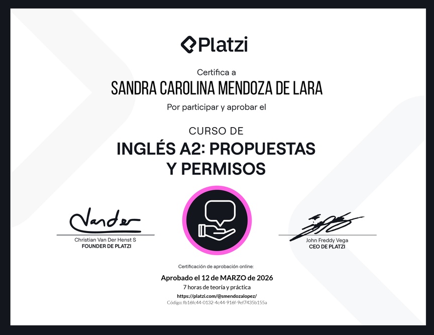 Diploma del Curso de Inglés Básico A2: Propuestas y Permisos