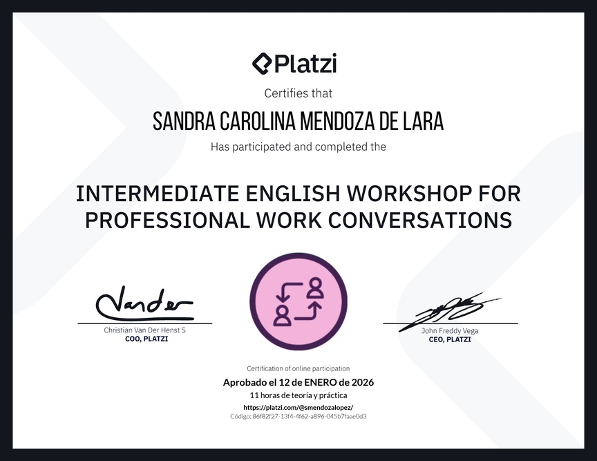 Diploma del Curso de Inglés Práctico para Conversaciones de Trabajo
