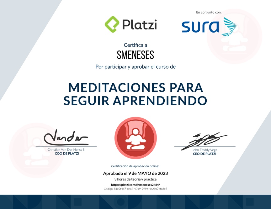 Diploma de Audiocurso de Meditación
