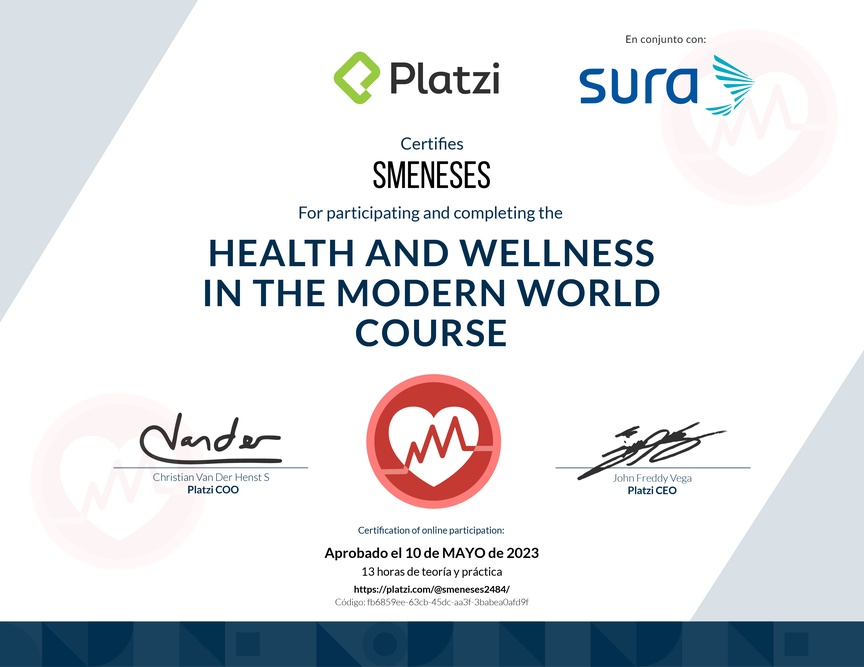 Diploma del Curso de Salud y Bienestar en el Mundo Actual