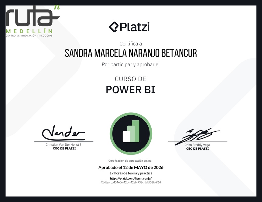 Diploma del Curso de Power BI