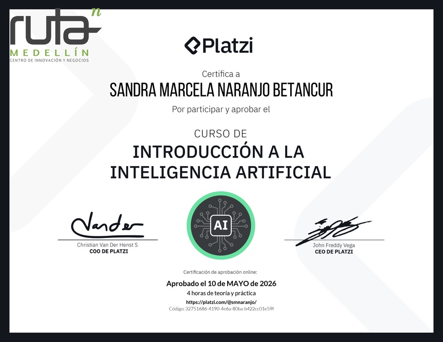 Diploma del Curso Gratis de Introducción a la Inteligencia Artificial
