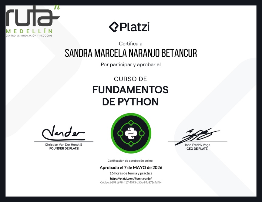 Diploma del Curso de Fundamentos de Python