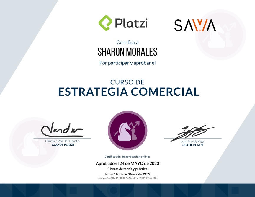 Diploma del Curso de Estrategia Comercial (2018)