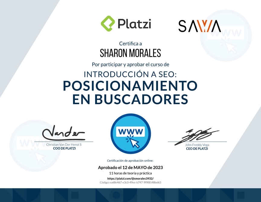 Diploma del Curso de Introducción a SEO: Posicionamiento en Buscadores
