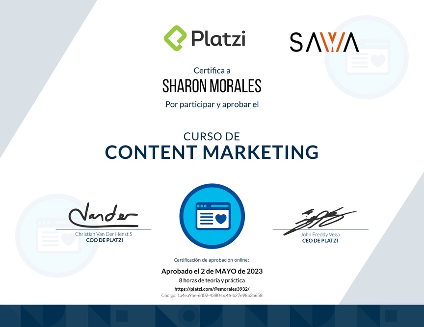 Diploma del Curso de Content Marketing