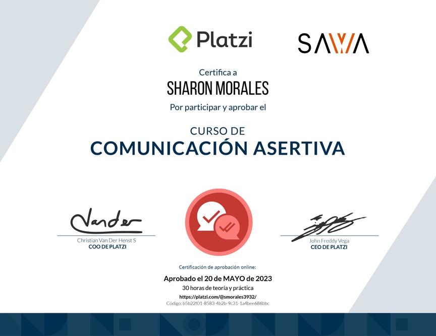 Diploma del Curso de Comunicación Asertiva para la Vida Personal y Profesional (2021)
