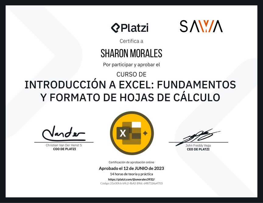 Diploma del Curso de Introducción a Excel para Principiantes: Fundamentos y Formato de Hojas de Cálculo