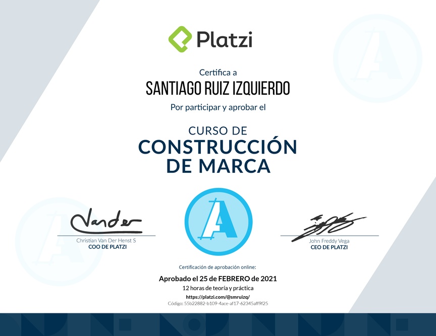 Diploma del Curso de Construcción de Marca