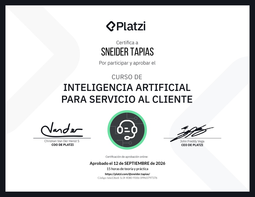 Diploma del Curso de Inteligencia Artificial para Servicio al Cliente