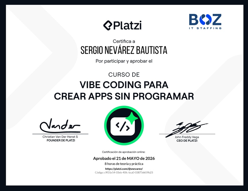 Diploma del Curso de Vibe Coding para Crear Apps sin Programar con Google AI Studio
