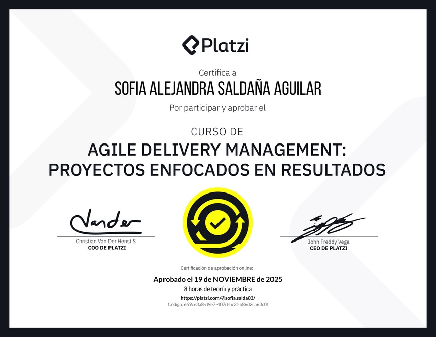 Diploma del Curso de Agile Delivery Management: Proyectos Enfocados en Resultados
