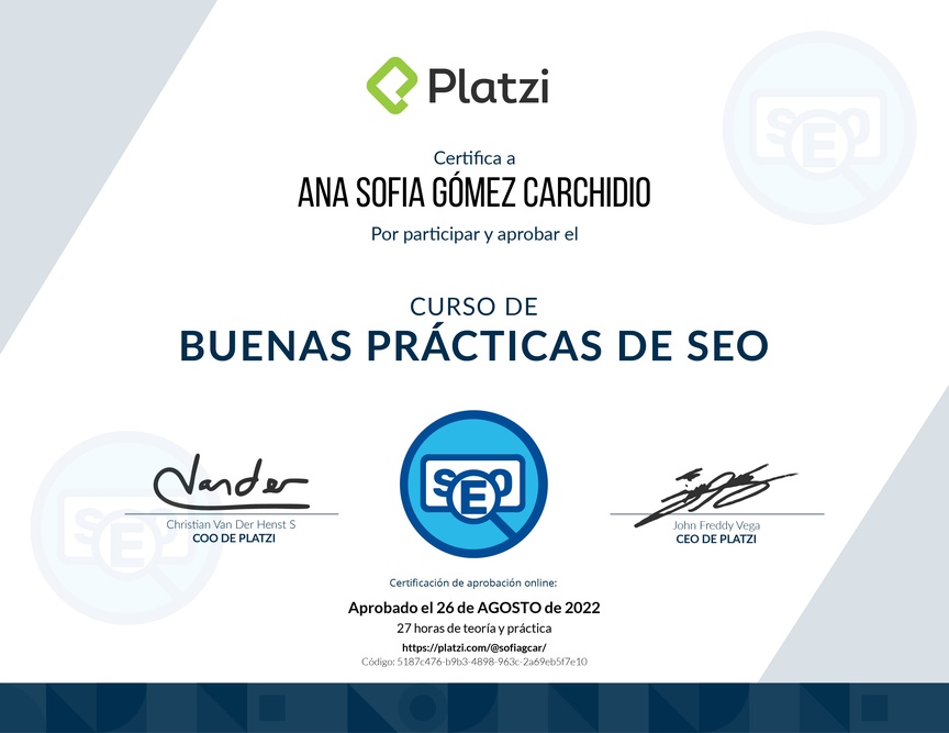 Diploma del Curso de Prácticas Efectivas para SEO