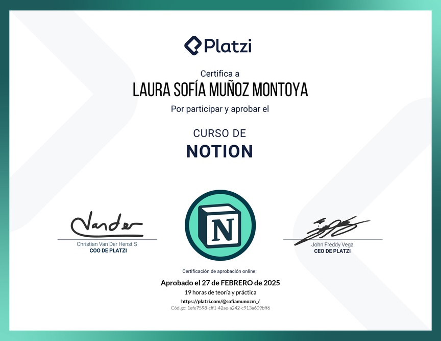 Diploma del Curso de Notion