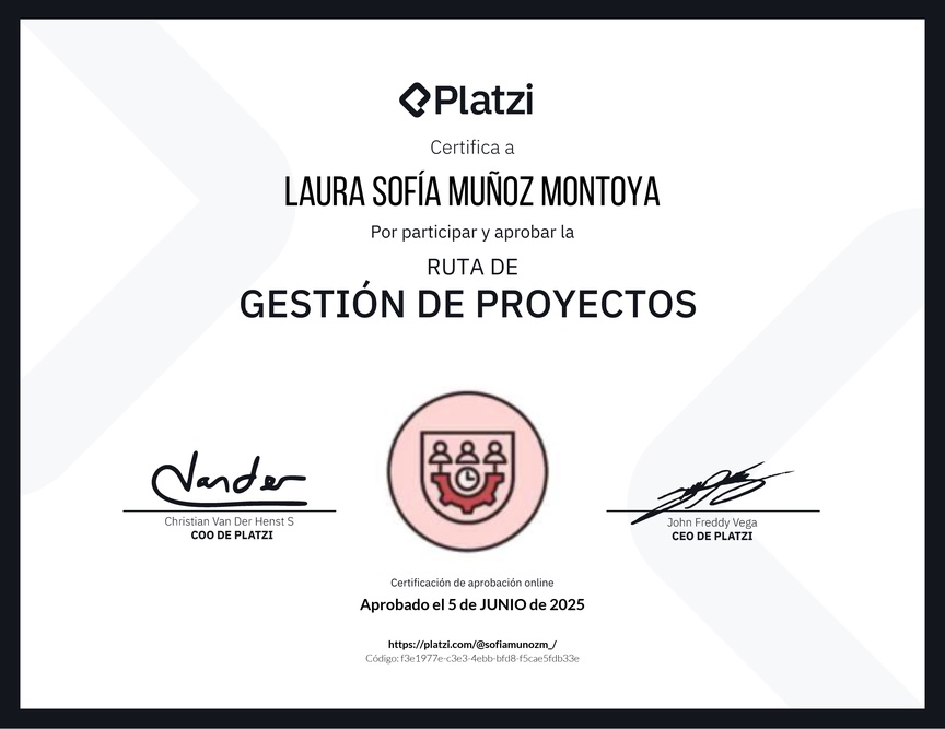 Diploma de la Ruta de Aprendizaje de Gestión de proyectos