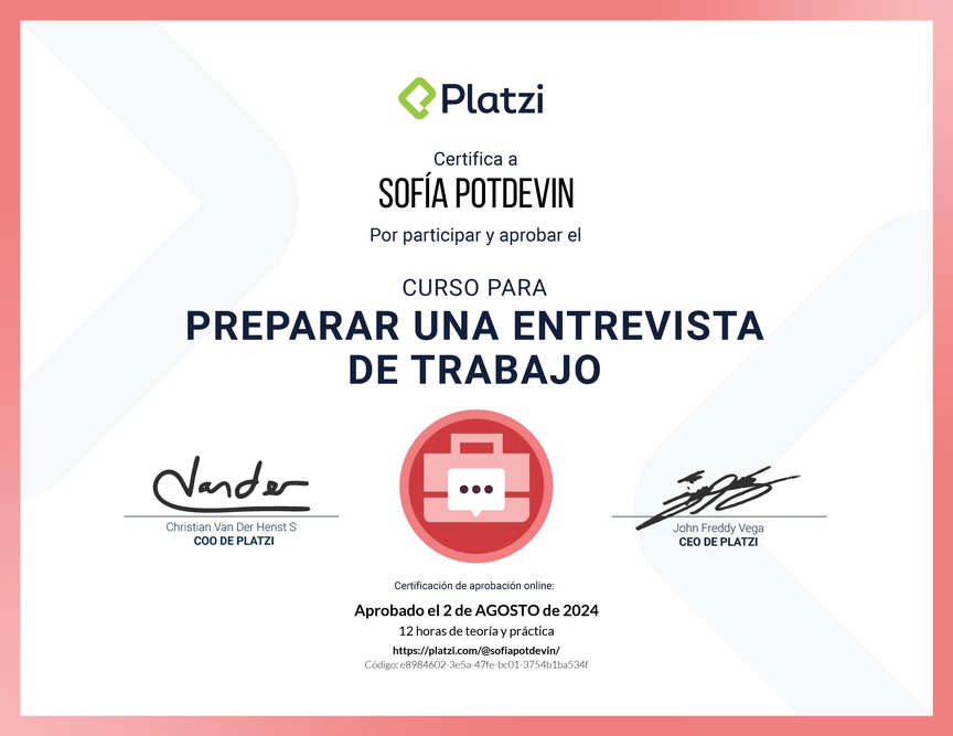 Diploma del Curso para Preparar una Entrevista de Trabajo