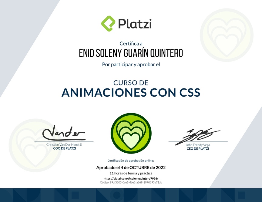 Diploma del Curso de Animaciones con CSS