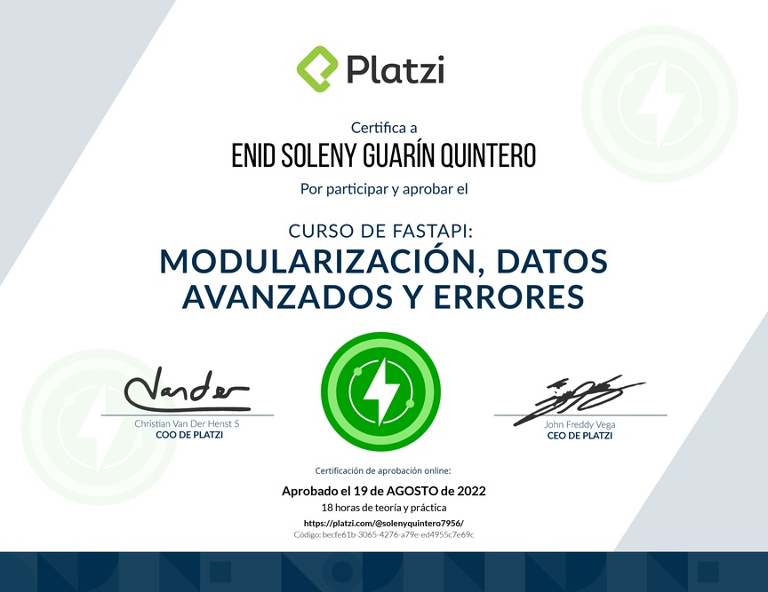 Diploma del Curso de FastAPI: Modularización, Datos y Errores