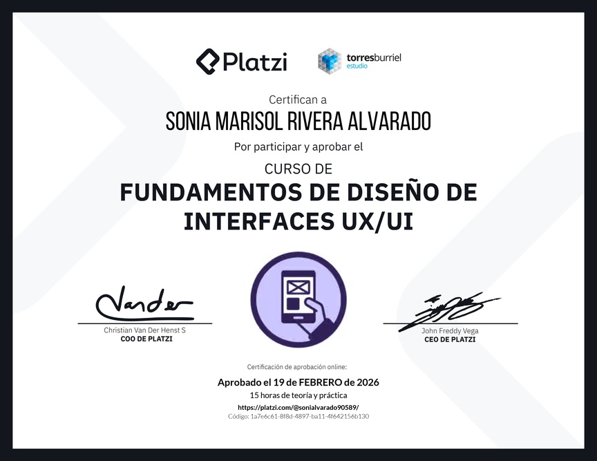 Diploma del Curso de Fundamentos de Diseño de Interfaces UX/UI