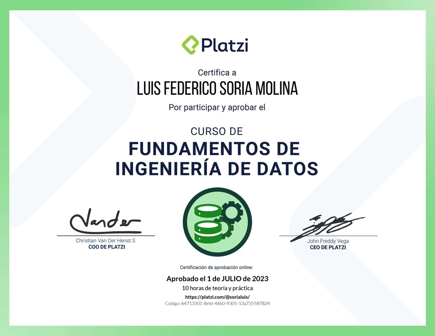 Diploma del Curso de Fundamentos de Ingeniería de Datos