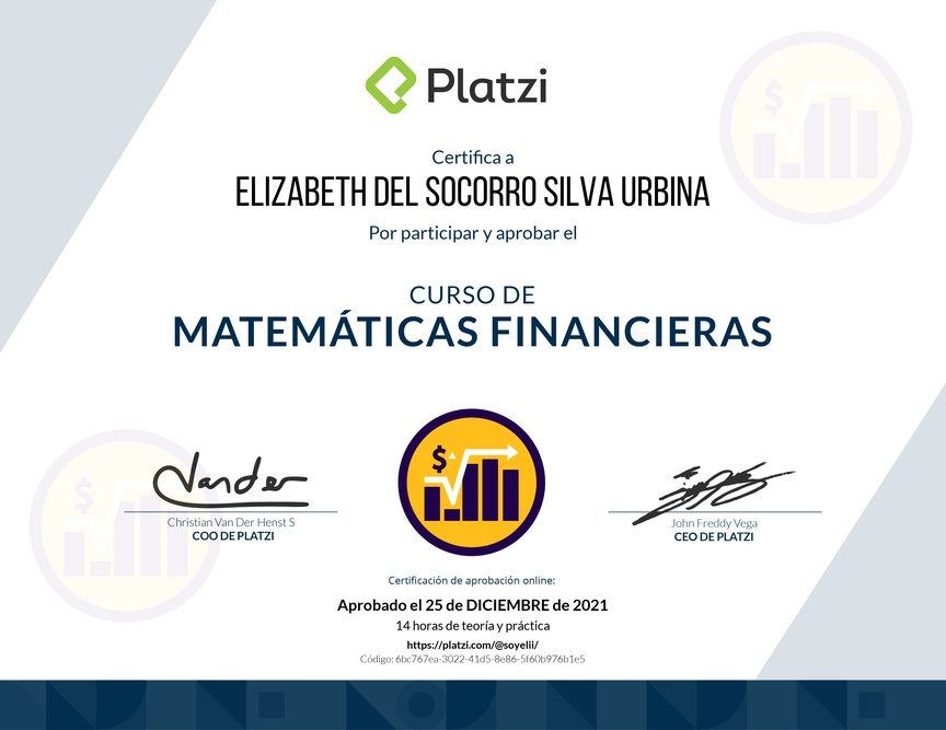 Diploma del Curso de Matemáticas Financieras