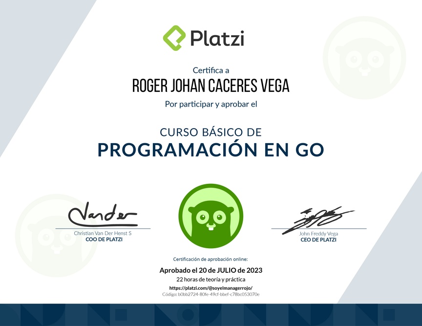 Diploma del Curso Básico de Programación en Go