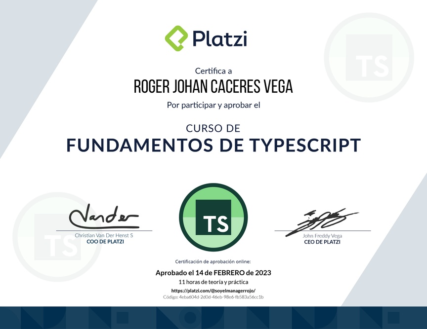 Diploma del Curso de TypeScript