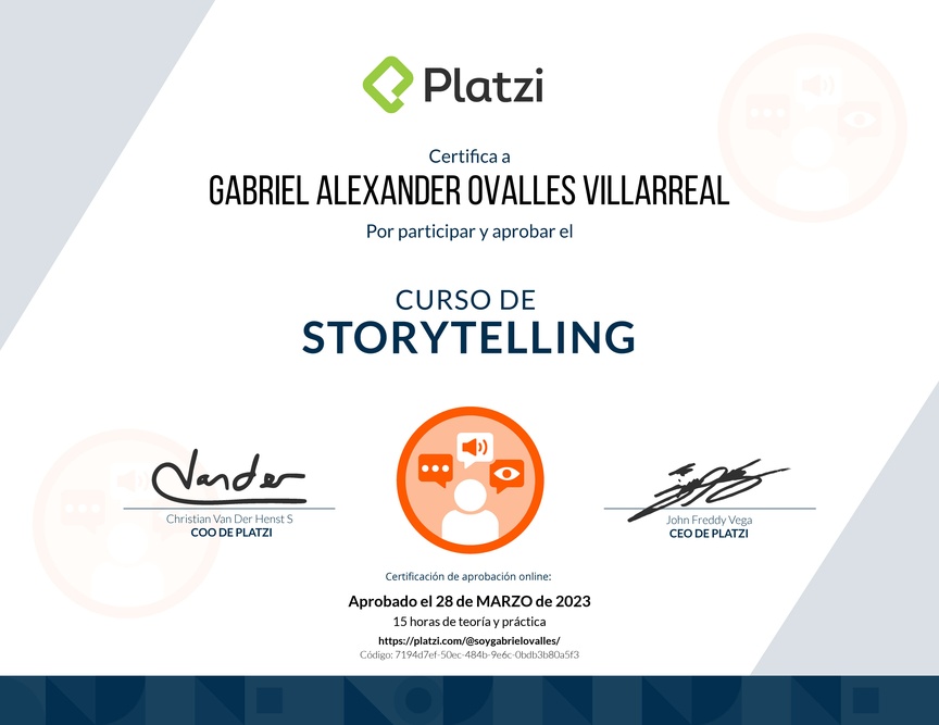 Diploma del Curso de Storytelling