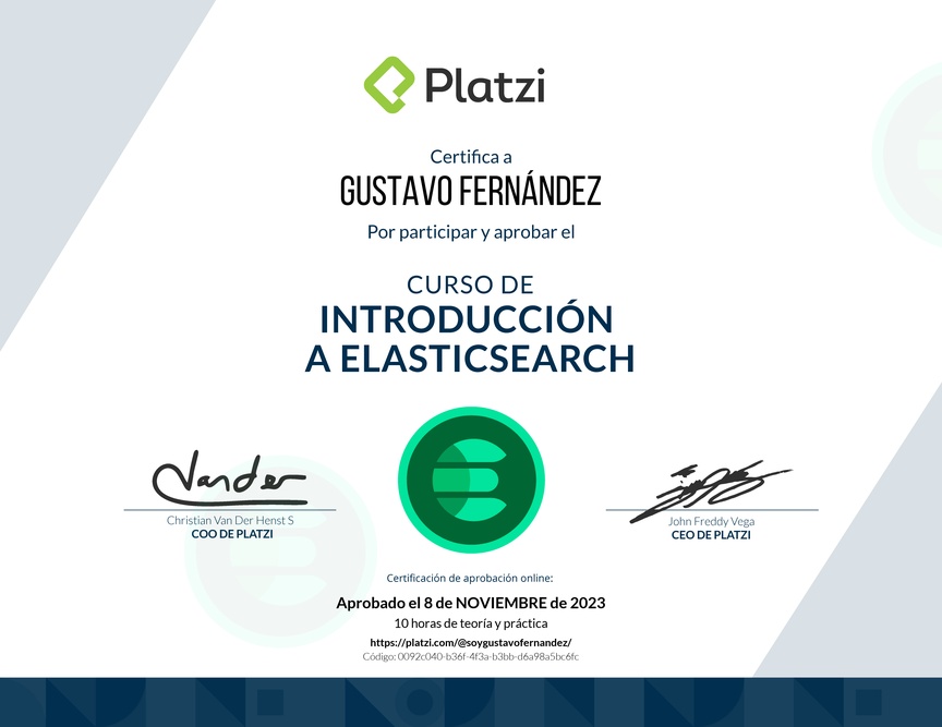 Diploma del Curso de Introducción a Elasticsearch