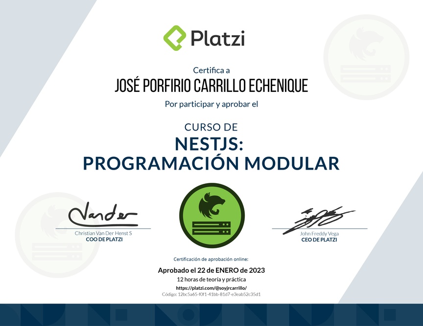 Diploma del Curso de NestJS: Programación Modular, Documentación con Swagger y Deploy