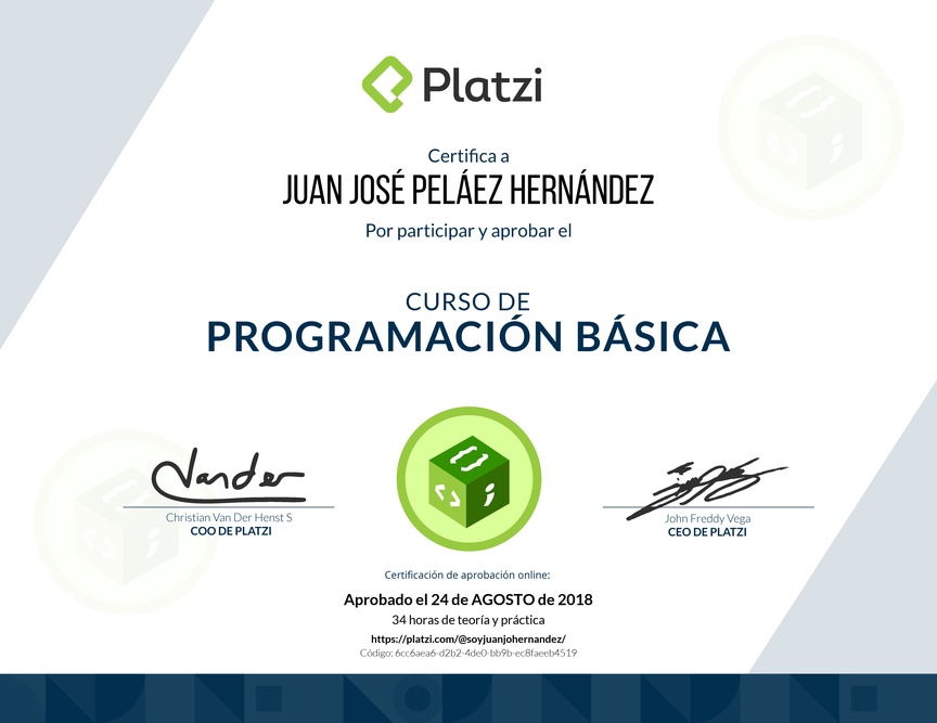 Diploma del Curso Básico de Programación