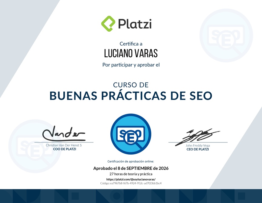 Diploma del Curso de Prácticas Efectivas para SEO