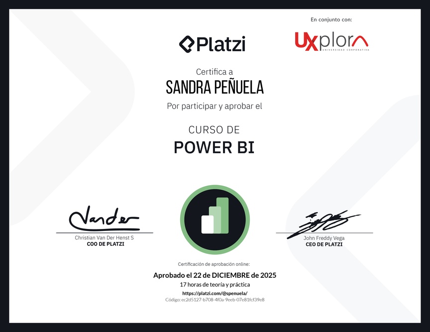 Diploma del Curso de Power BI