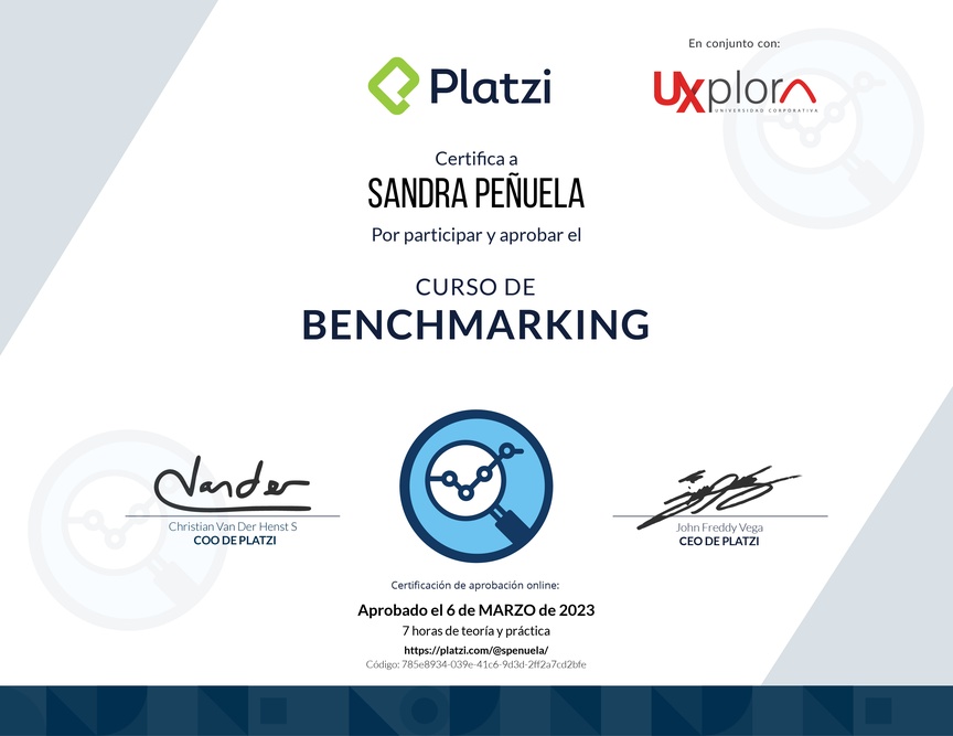 Diploma del Curso de Benchmarking