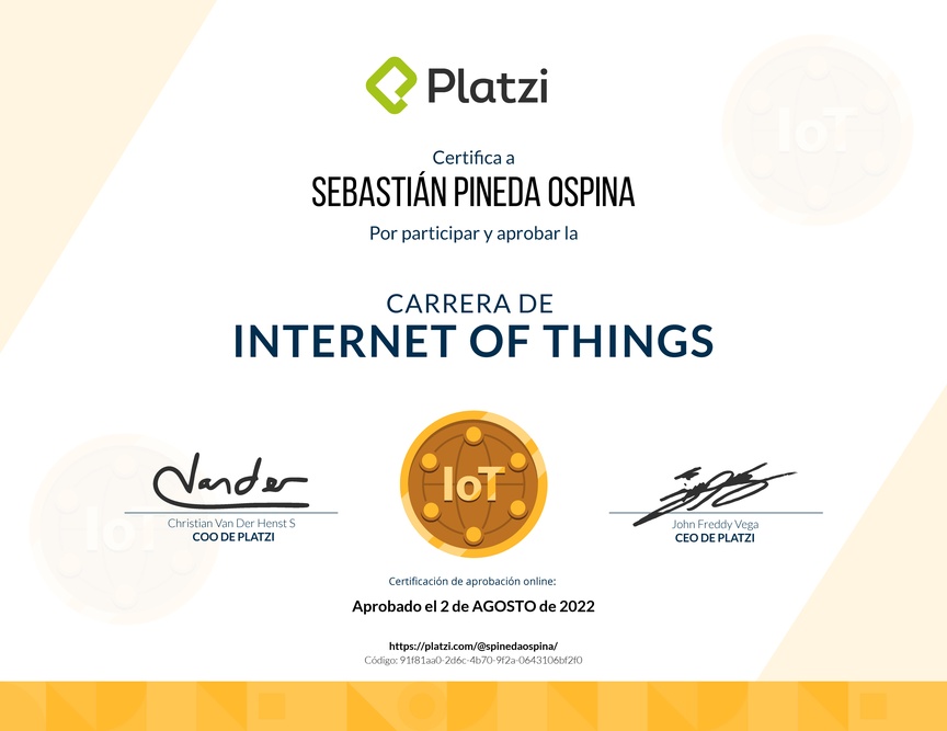 Diploma de la Ruta de Aprendizaje de Internet de las cosas