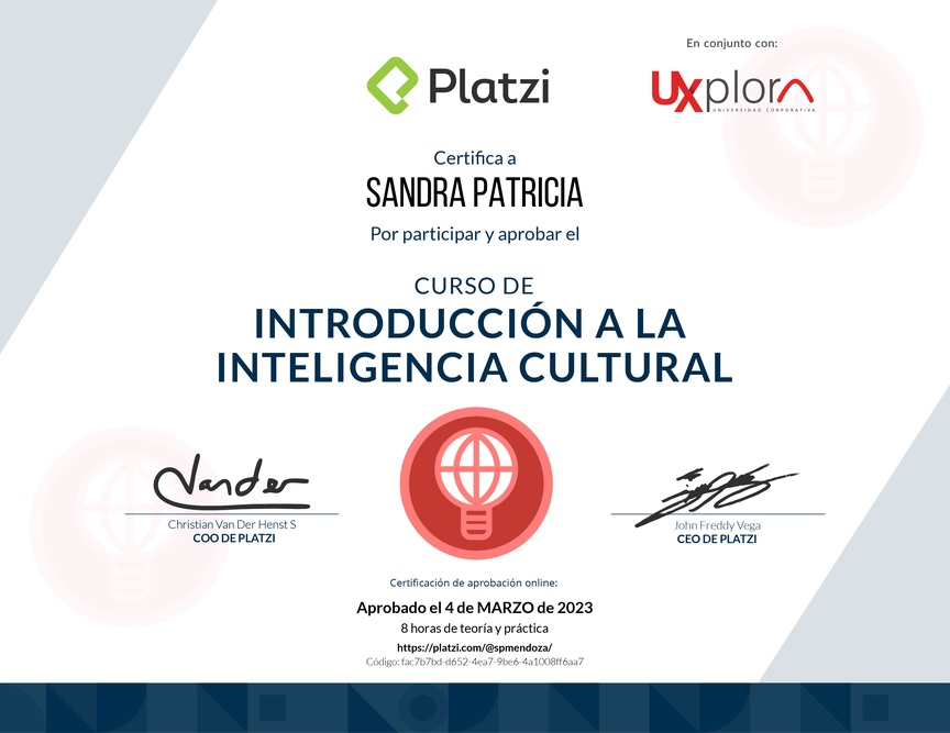 Diploma del Curso de Introducción a la Inteligencia Cultural