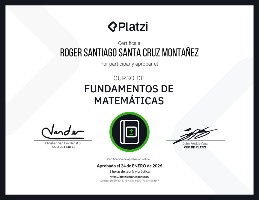 Diploma del Curso de Fundamentos de Matemáticas