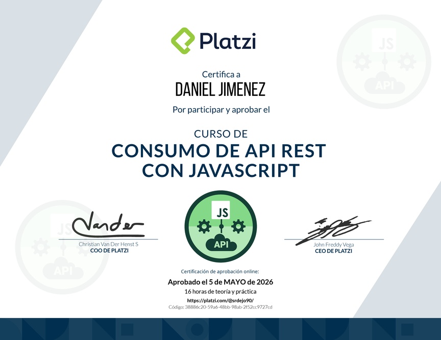 Diploma del Curso de API REST con Javascript: Fundamentos