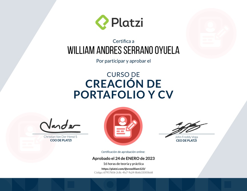 Diploma del Curso de Creación de Portafolio y CV