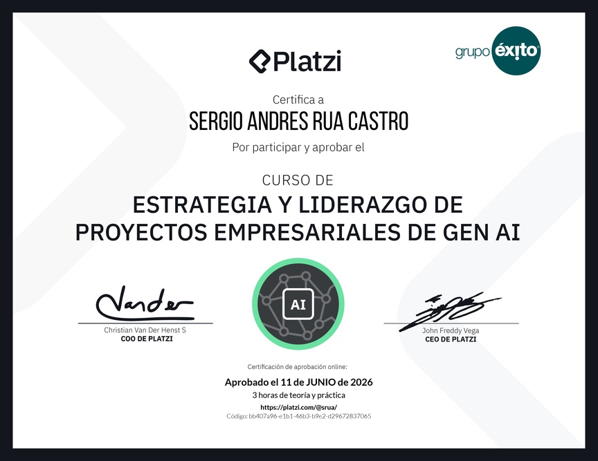 Diploma del Curso de Estrategia y Liderazgo de Proyectos Empresariales de Gen AI