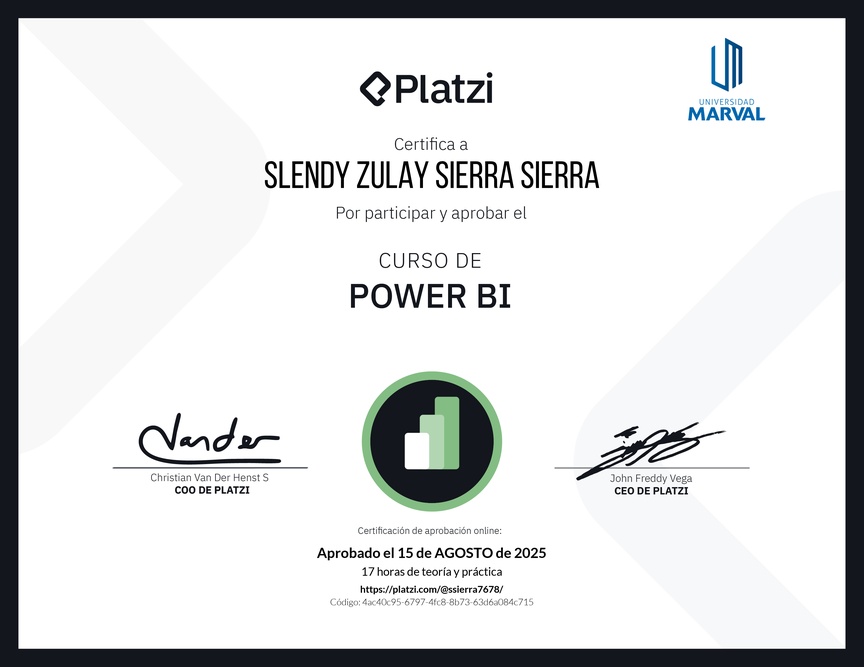 Diploma del Curso de Power BI