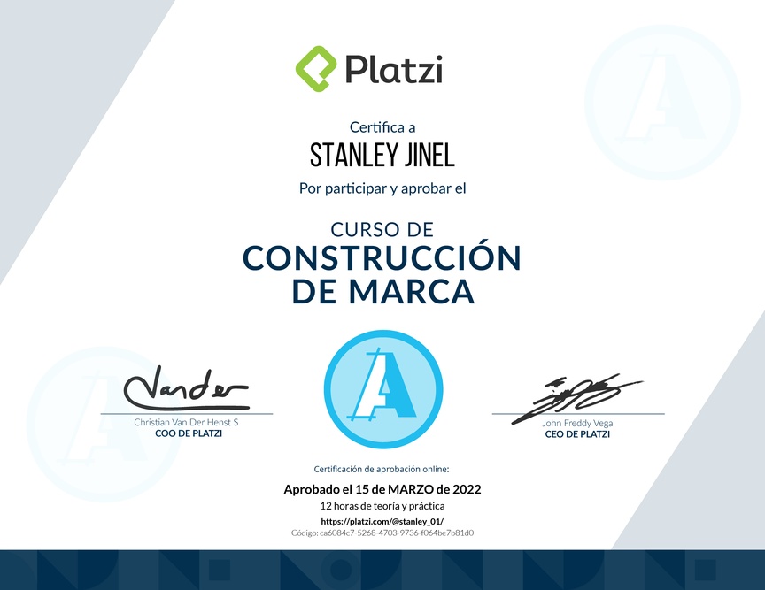 Diploma del Curso de Construcción de Marca