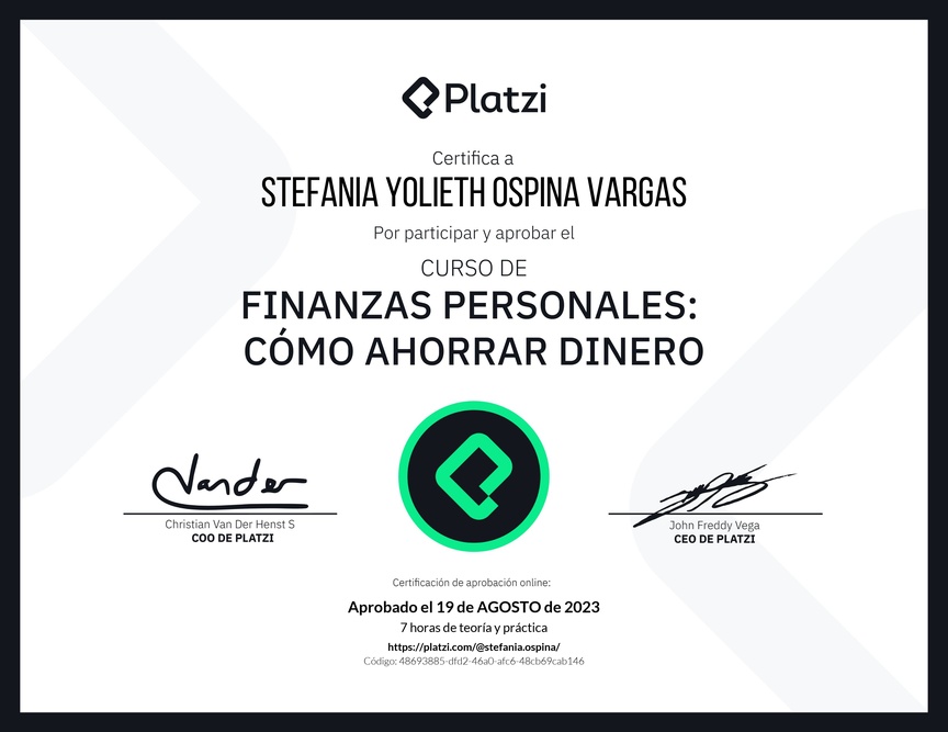 Diploma del Curso de Estrategias de Ahorro y Planificación Financiera