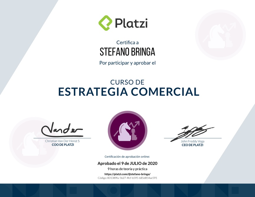 Diploma del Curso de Estrategia Comercial (2018)